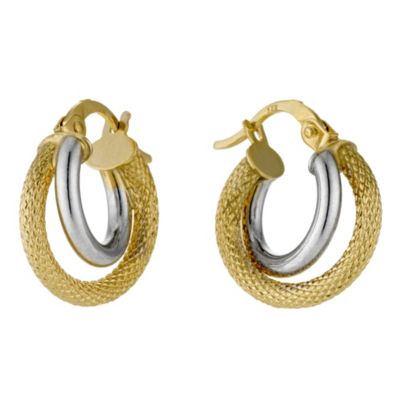 9ct white & yellow gold creole earrings - Product number 8986924