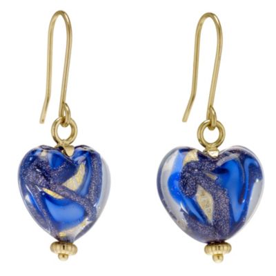 9ct yellow gold glass heart earrings - Product number 8987432