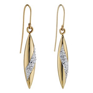 9ct Yellow Gold and Crystal Drop Earrings