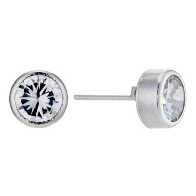 H Samuel 9ct White Gold 6mm Round Stud Earrings