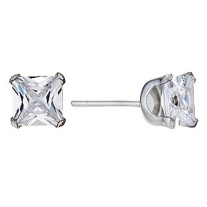 9ct White Gold Cubic Zirconia Square Stud Earrings