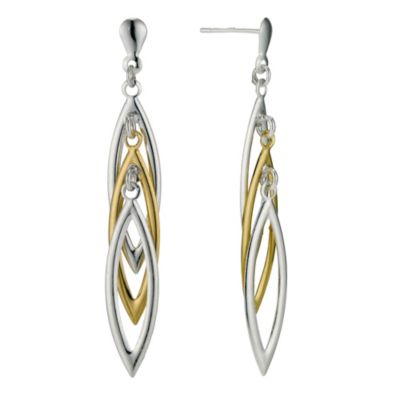 Silver & 9ct Yellow Gold Drop Earrings - Product number 8988161