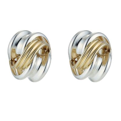 Unbranded 9ct Yellow Gold and Silver Knot Studs