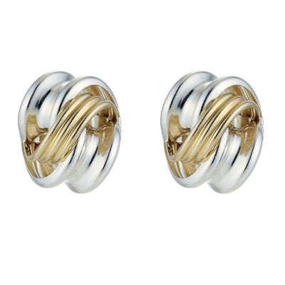 9ct Yellow Gold and Silver Knot Studs