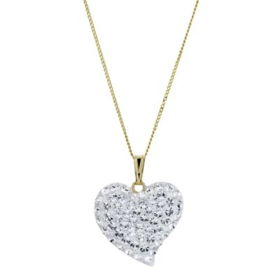 9ct Yellow Gold Crystal Heart Pendant