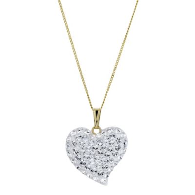 Evoke 9ct Yellow Gold Crystal Heart Pendant