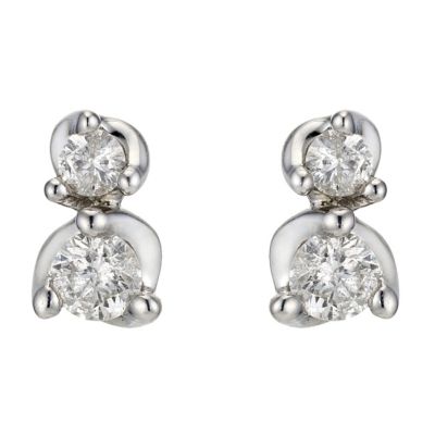 9ct white gold 1/4 carat double solitaire earrings - Product number 8988730
