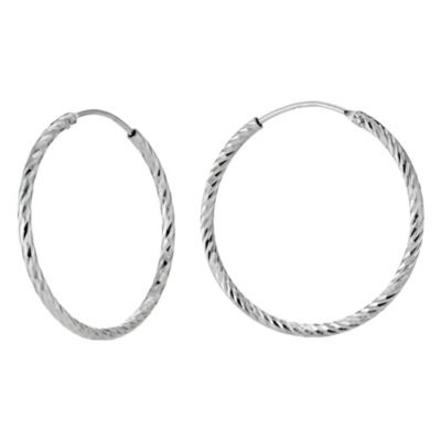 Silver Diamond Cut Hoop Earrings - Product number 8988803