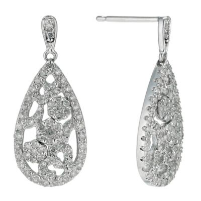 9ct white gold half carat diamond teardrop earrings - Product number 8988862