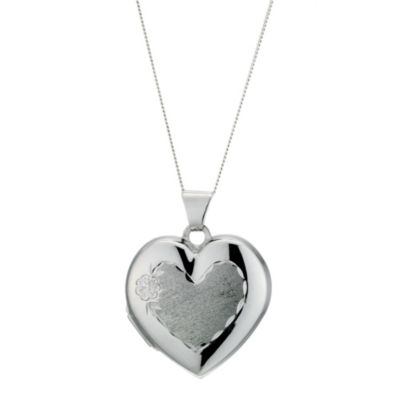 Silver Diamond Cut Heart Locket - Product number 8988927