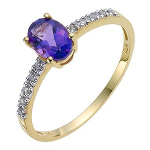 9ct White Gold 1/2ct Diamond and Amethyst Oval
