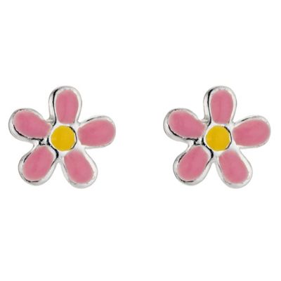 Silver children's pink flower earrings - Product number 8993327
