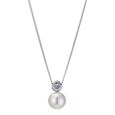 Silver cubic zirconia & pearl pendant - Product number 8993394