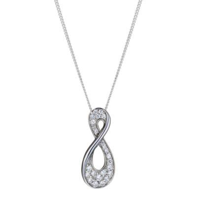 Silver & cubic zirconia figure of 8 pendant - Product number 8993432