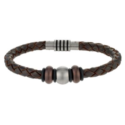 Spartan men's leather three bead bracelet - Product number 8995001