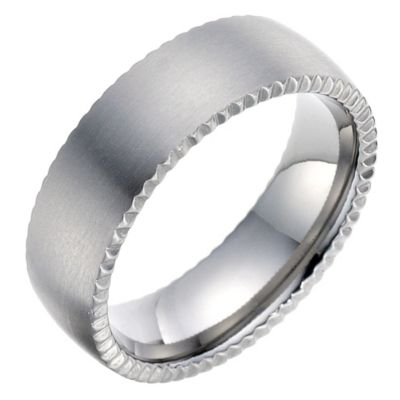 Titanium matt jagged edge 7mm ring