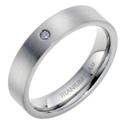 Titanium diamond stone set 5mm ring