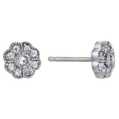 Silver & cubic zirconia mill flower earrings - Product number 8996202