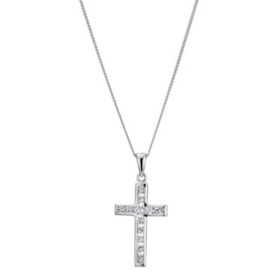 Silver & cubic zirconia cross pendant - Product number 8996210