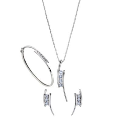 Silver, cubic zirconia flick 3 piece set - Product number 8996253