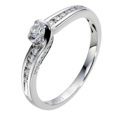Silver 9ct 1/5 Carat Diamond Solitaire Ring