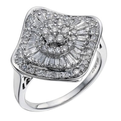 18ct white gold 1 carat cocktail diamond ring