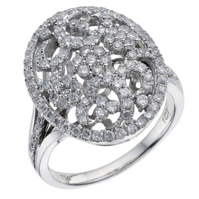 18ct white gold 1 carat cocktail diamond ring