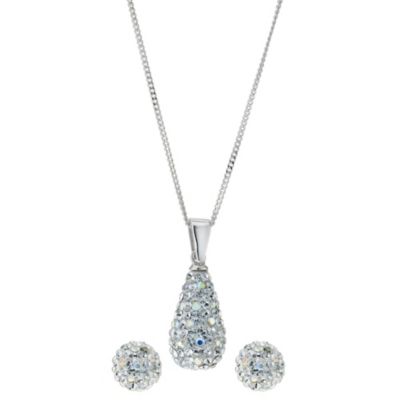 Silver crystal earrings & pendant set - Product number 9000666