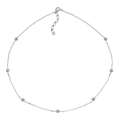 Sterling silver cubic zirconia station necklace - Product number 9000925