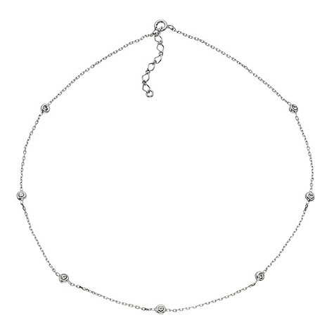Sterling silver cubic zirconia station necklace