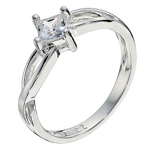 Silver Cubic Zirconia Weave Ring Size N