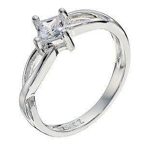 Silver Cubic Zirconia Weave Ring Size P