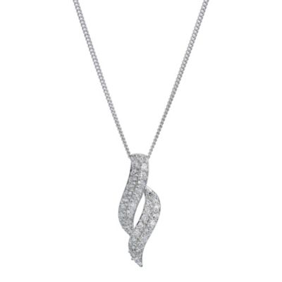Silver & Cubic Zirconia Double Wave Pendant - Product number 9001328
