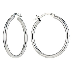Silver 20mm Plain Hoop Earrings