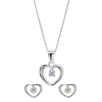 Silver & Cubic Zirconia Heart Box Set - Product number 9004149