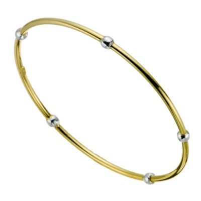 H Samuel 9ct Yellow and White Gold Ball Slave Bangle