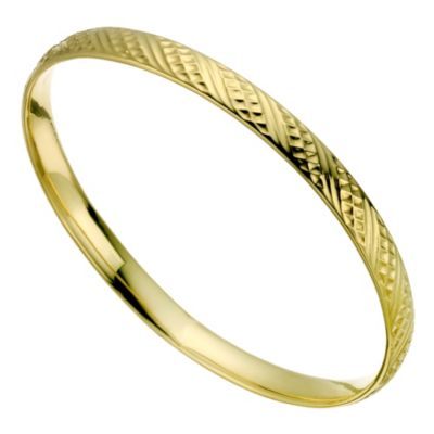 9ct Yellow Gold Textured Slave Bangle