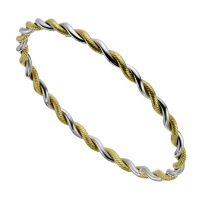 H Samuel 9ct Two Colour Gold Twist Slave Bangle