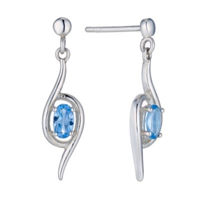 Sterling Silver and Blue Topaz Drop Earrings