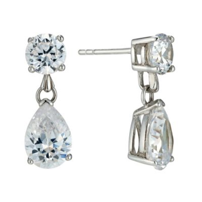 Silver & Cubic Zirconia Drop Earrings - Product number 9004955