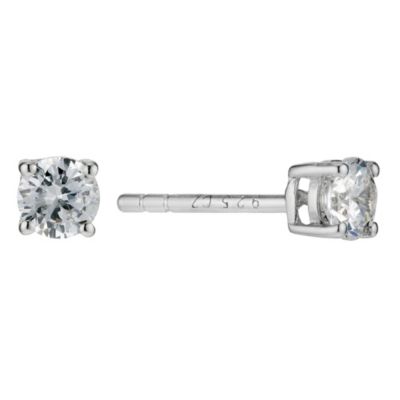 Silver & Cubic Zirconia 4mm Round Stud Earrings - Product number 9004971
