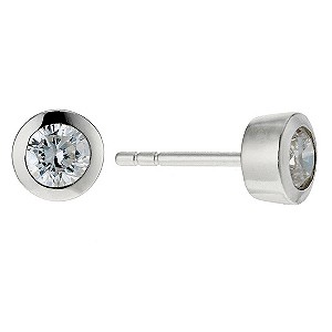 Silver & Cubic Zirconia Round Stud Earrings