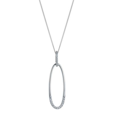 9ct white gold 18" Oval Cubic Zirconia Pendant - Product number 9005269