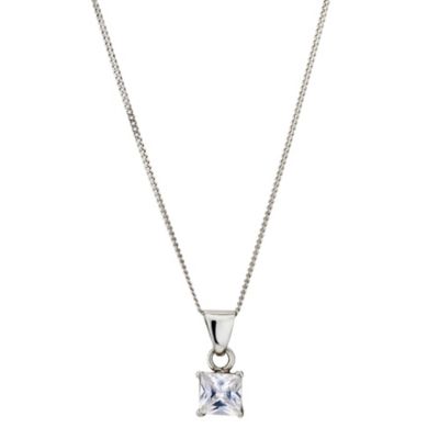 Silver Square Cubic Zirconia Pendant - Product number 9005528