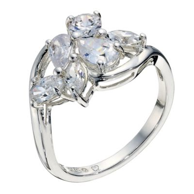 Classic Silver Cubic Zirconia Leaf Ring Size L - Product number 9005757