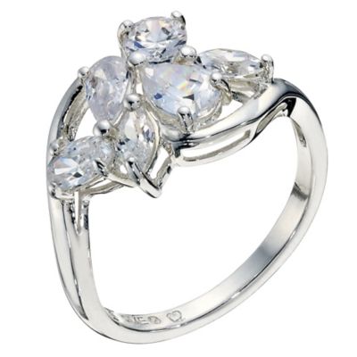 Silver Cubic Zirconia Leaf Ring Size N - Product number 9005765