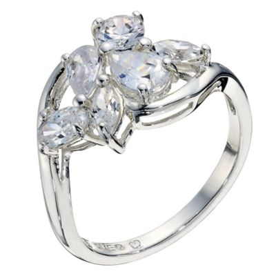 Silver Cubic Zirconia Leaf Ring Size P - Product number 9005773