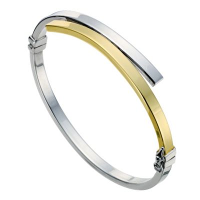 9ct Yellow and Silver Cross Over Bangle