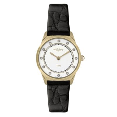 Rotary Ladies' Black & Rose Gold Colour Watch - Product number 9007490