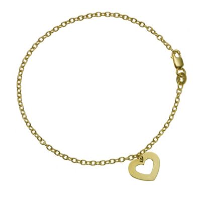9ct Yellow Gold 7.5" Open Heart Charm Bracelet - Product number 9009582